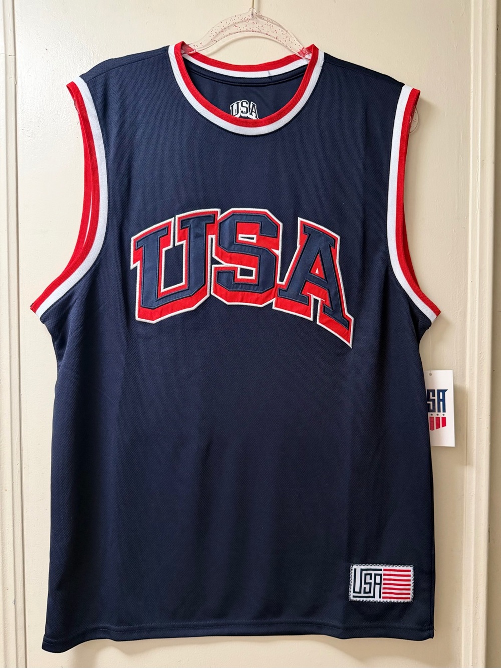 💙❤️ USA Men's Navy Basketball Jersey Unisex Large ⚽️